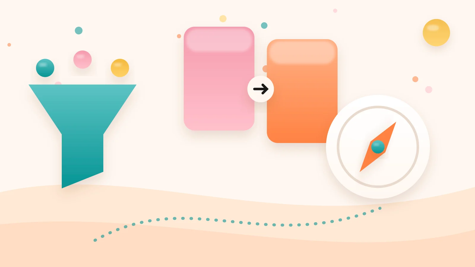 Clay-style illustration of four colorful funnel shapes branching off one larger funnel, representing ClickFunnels alternatives compared side by side