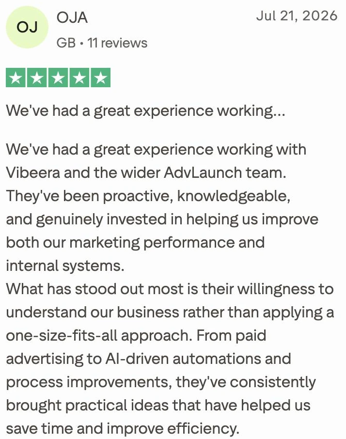 Trustpilot review by Oliver Adkins of Churchill Gowns, five stars.